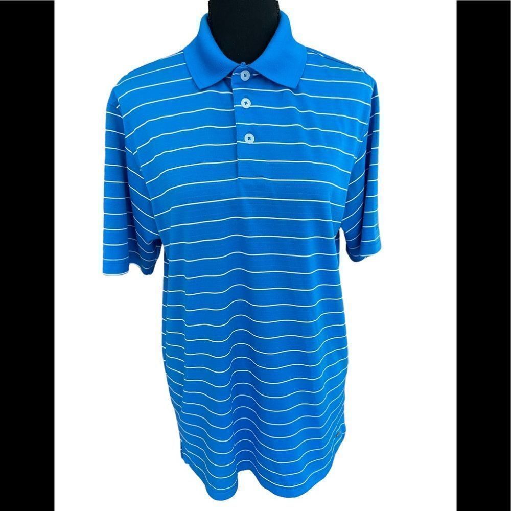 Champion blue/white striped Golf Duo Dri polo shirt, size S